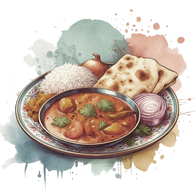 animált indiai étel egy tányéron